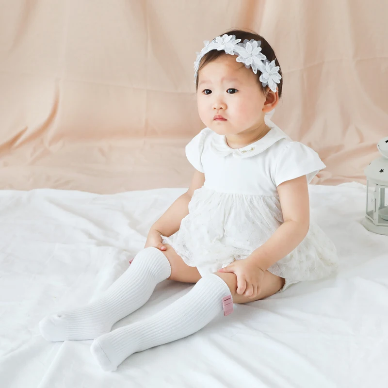 kids dress socks toddler winter long knee high girls baby autumn warm leg warmers tube white cotton 2pair | Детская одежда и обувь