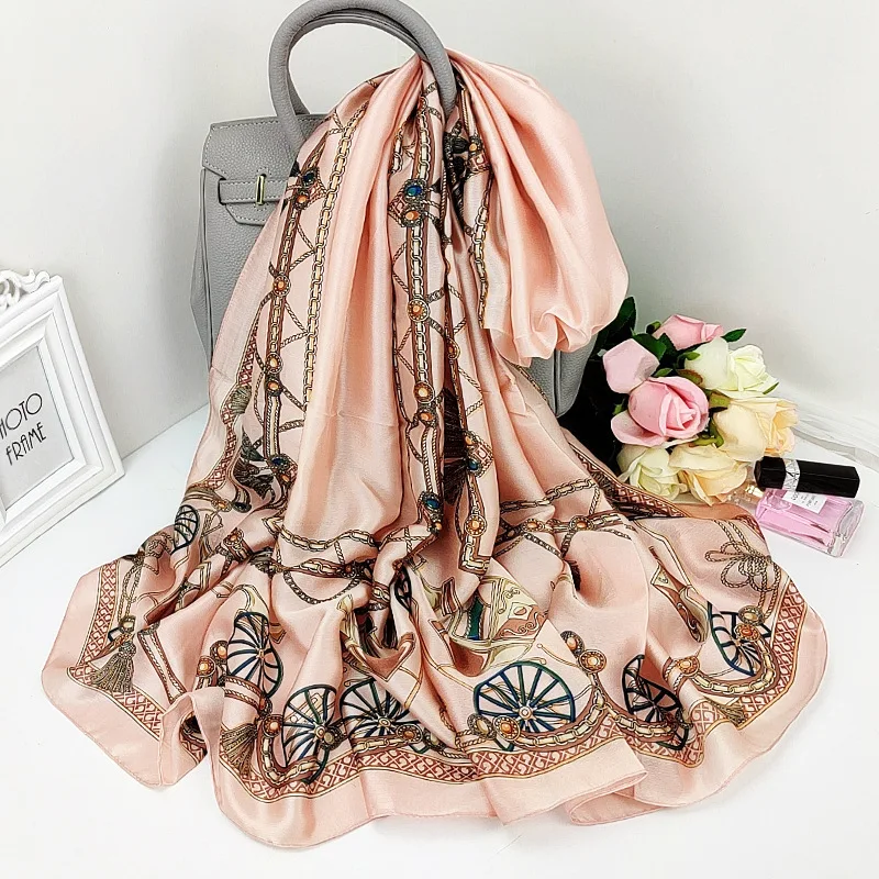 

Шелковые шарфы с принтом, летнее солнцезащитное пляжное полотенце, роскошный платок 180 х90 см, женская модная Пылезащитная шаль-каретка