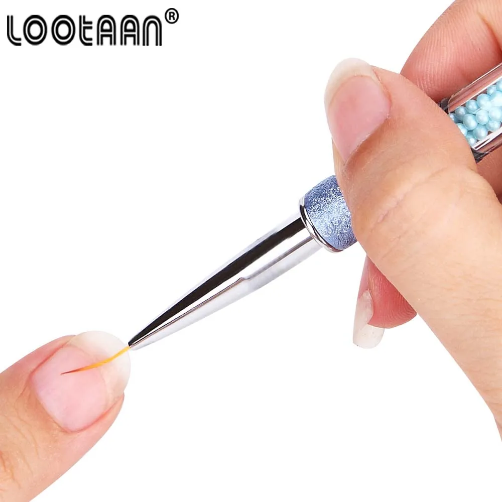 Lootaan 5/7/9/11 мм Кисть для ногтей подводка ручка рисования с синим жемчугом акриловая