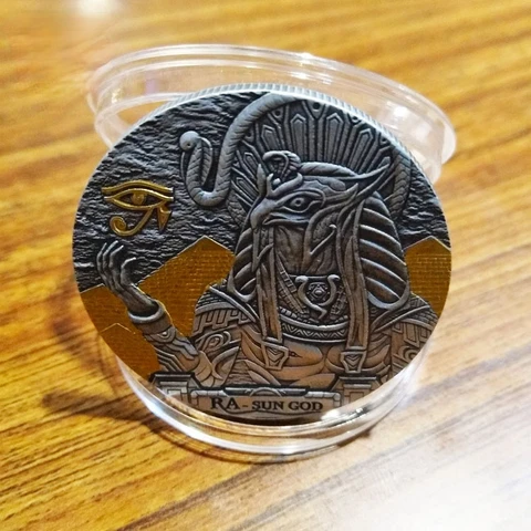Новая египетская памятная монета бог солнца, смоделированная под старину, Бог Ra-солнце, памятная монета, монета, значок, Коллекционная монета на заказ