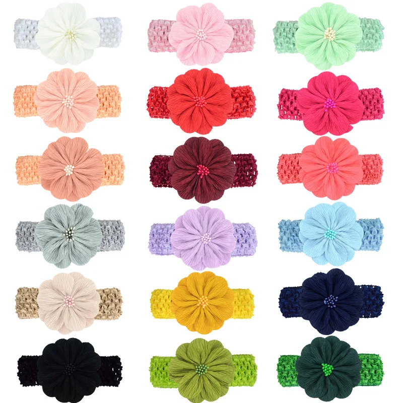

5pcs/lot High Quality Toddler Baby Wide Side Elastic Hairband Hair Accessories 18 Colors Flower Headband Headwear Birthday Gifts