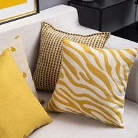 yellow boho decor stripe cushion cover tufted jacquard pillow cover woven for home decoration sofa bed 45x45cm