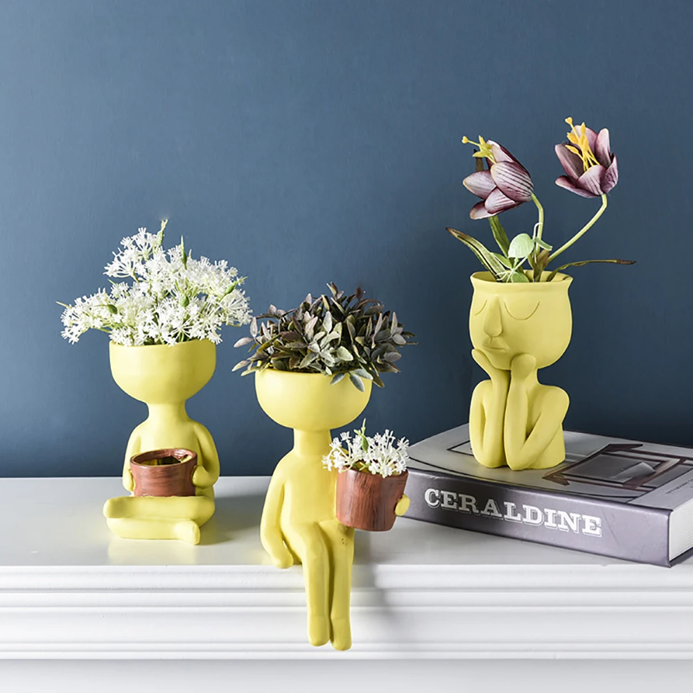 

Light luxury artist home handicraft decoration window model room soft decoration abstract character creative flower pot