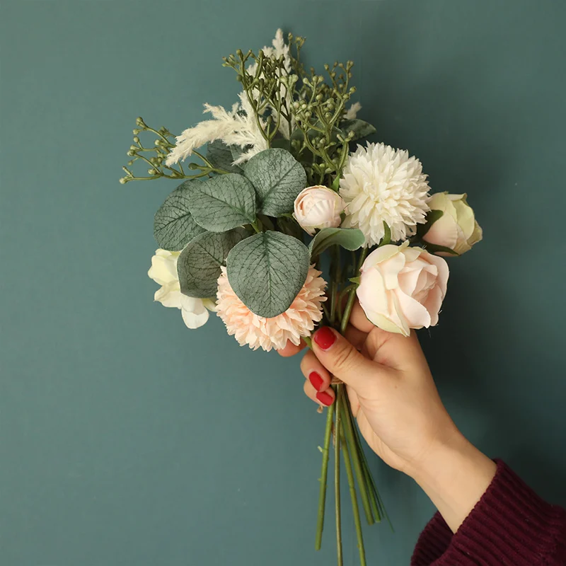 

Artificial Flowers Brushed Bouquet Home Decoration Wedding Bouquets Desktop Bonsai Creative Crafts Simulation Plants