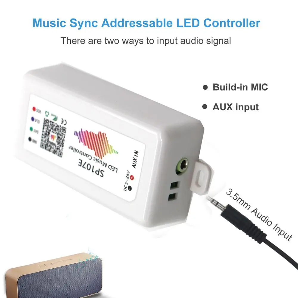 SP107E Bluetooth светодиодный музыкальный контроллер rgb полный Цвет пикселей IC SPI с