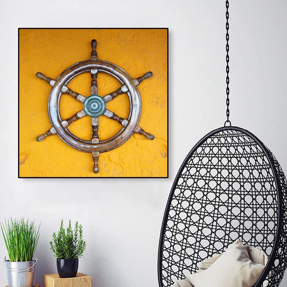 Navy Nautical Sailboat Rudder Canvas Painting Poster And Prints Nursery Wall Art Picture Bedroom Kids Room Decoration Home Decor | Дом и сад