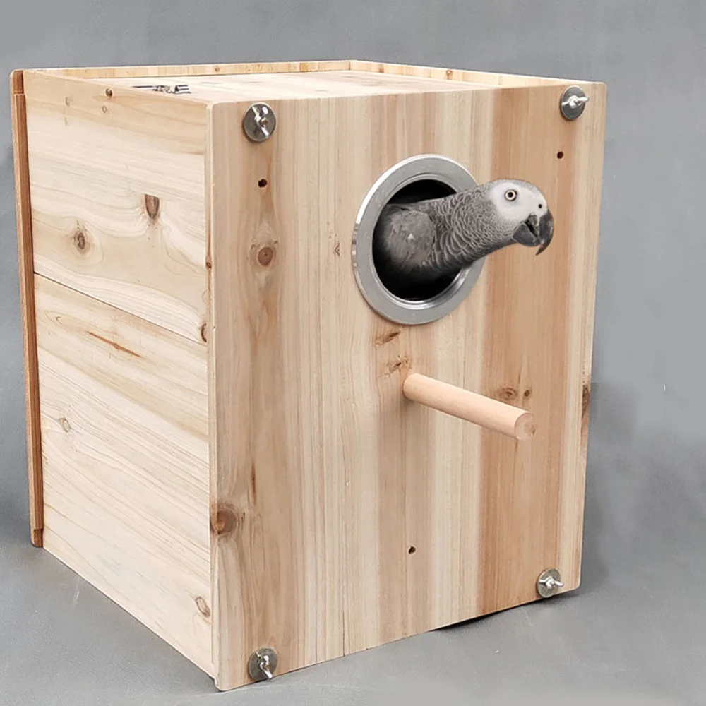 

5PCS Birds Breeding Box Anti-bite Ring Wood Box Hole Birds Nest Accessory Silver