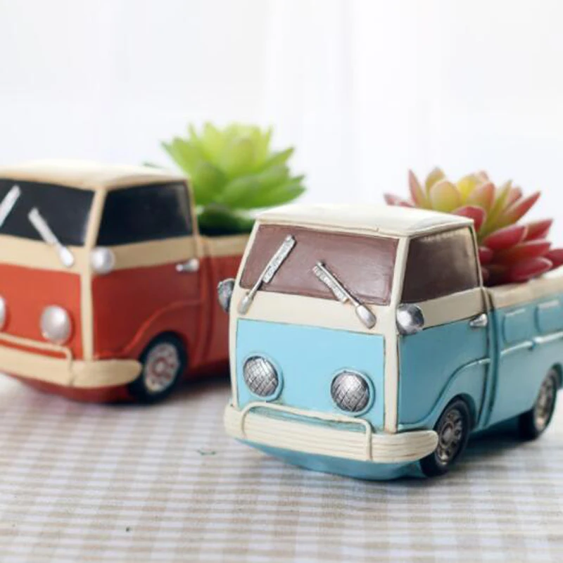 

Resin Car Shape Plant Pot Creative Home Desktop Decoration Ornaments Micro Grow Pot for SucculentS