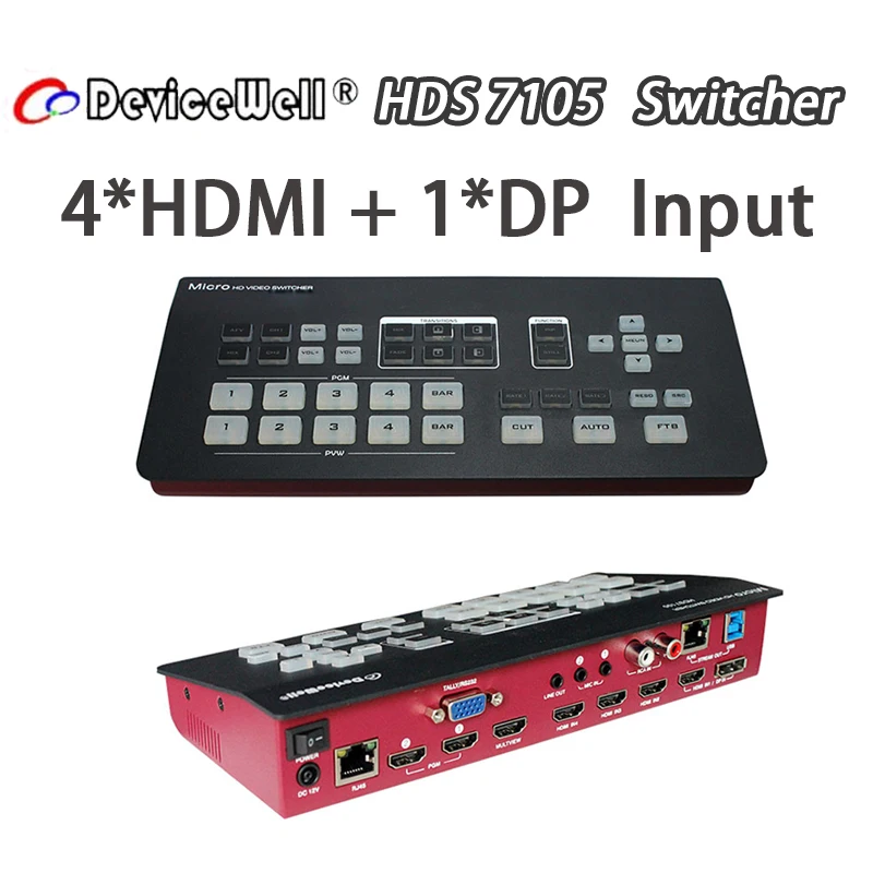 DeviceWell HDS7105 супер мини-переключатель 4 HDMI + 1 DP входа видео переключатель для новых