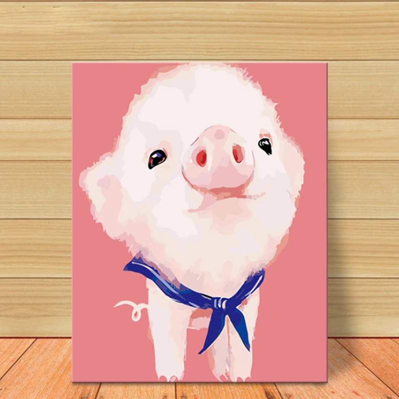 Сделай Сам Картина маслом в рамке по номерам для детей милые животные плакаты с