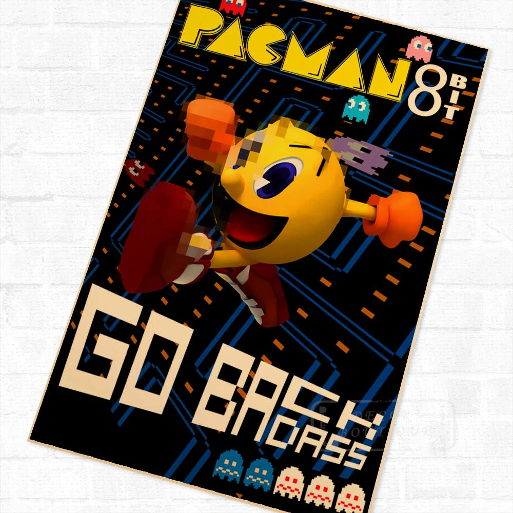 Pacman 8 битных игр Винтаж видеоигры Радуга плакат ретро холст картины DIY настенные