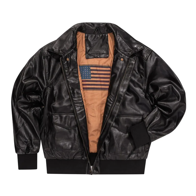 

U.S. Air Force Men's A-2 Flying Suit Leather Jacket PU Retro Large Size Cotton Jacket Motorcycle Thicken Jacket