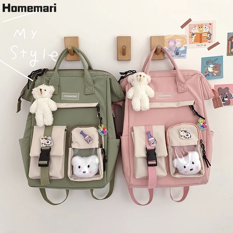 Homemari 2021 Backpack Women Waterproof Candy Colors Backpacks Fancy High School Bags for Teenage Girl Cute Travel Rucksack images - 6