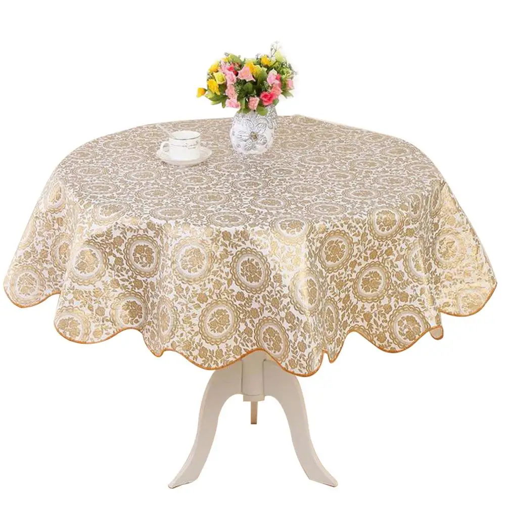 Круглая водостойкая скатерть покрытие для стола в цветочек круглая кухонная