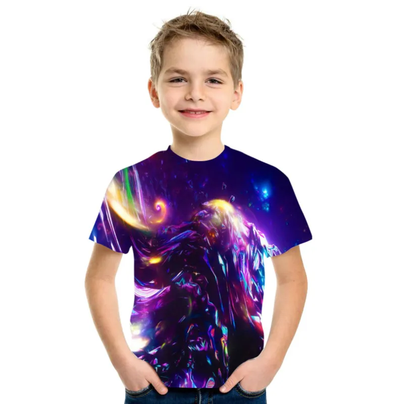 

2021 summer casual and quick-drying 3D printing boy and girl T-shirt, comfortable size 3D pattern loose T-shirt 4T-14T short-sle