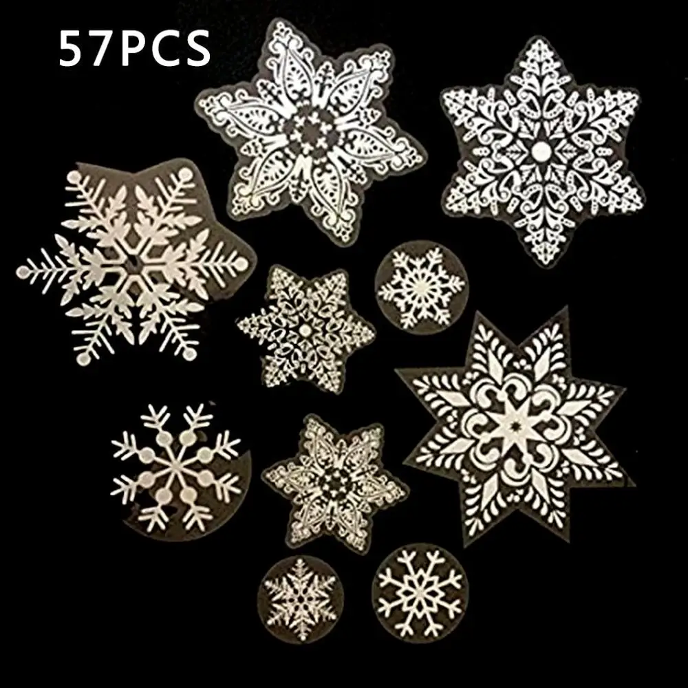 

57pcs set Creative Snowflake Christmas Santa Wall Stickers Window Glass Festival Decals Murals Christmas Decorations