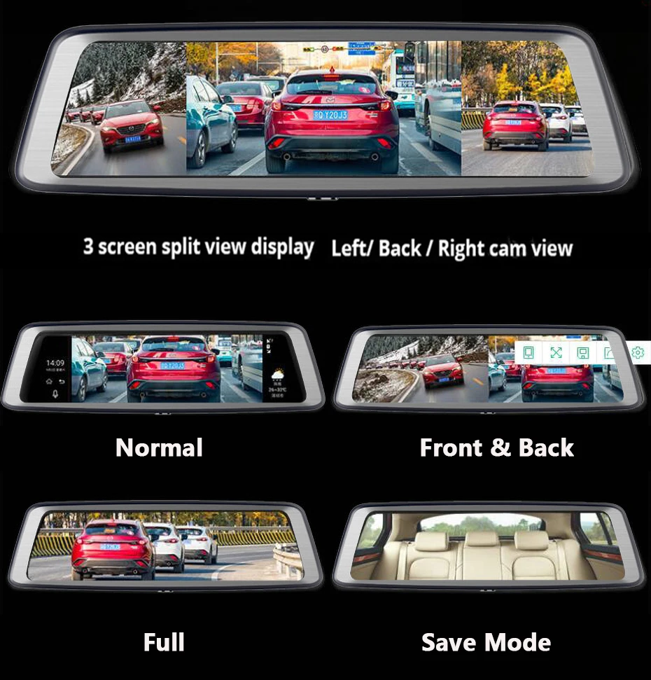 QUIDUX 1" ips зеркало заднего вида 4G Android 5,1 gps навигация ADAS dash cam 2G ram 3 2G rom 1080P 4 камеры Автомобильный видеорегистратор DVR