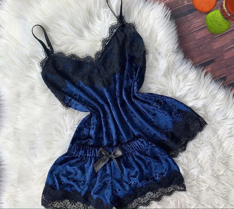 Пижама сексуальное нижнее белье Атласный пижамный комплект белые кружевные