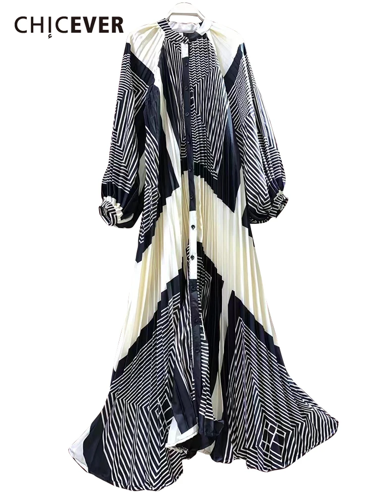 CHICEVER повседневное тонкое винтажное платье с принтом женское круглым вырезом и