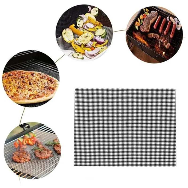 

1 x BBQ Grill Pad Mat Non-stick Mesh Net Barbecue Grilling Baking Mat Black New