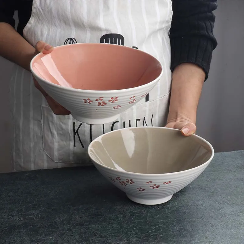 

FANCITY Japanese Bowl Restaurant Household Large Hat Noodle Bowl Ceramic Tableware Personalized Soup Bowl Ajisen Beef Ramen Bowl