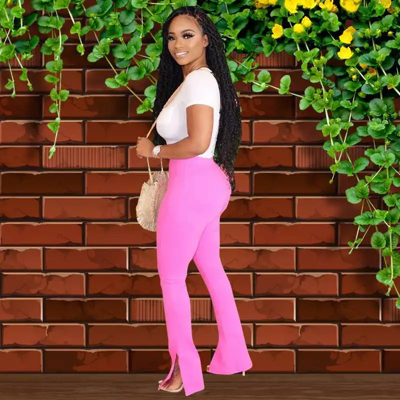 Женские обтягивающие штаны с высокой талией эластичные однотонные облегающие