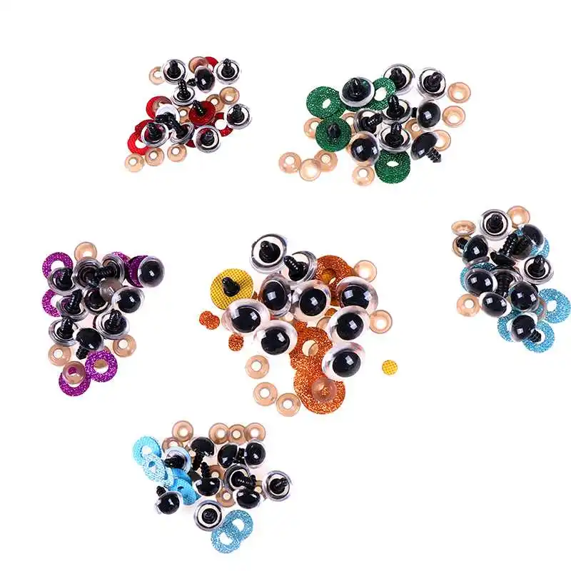 

10pcs 16-24mm Mix Color Shinning Plastic Doll Eyes Craft Eyes with Washer DIY For Plush Bear Stuffed Toys Animal Puppet Dolls