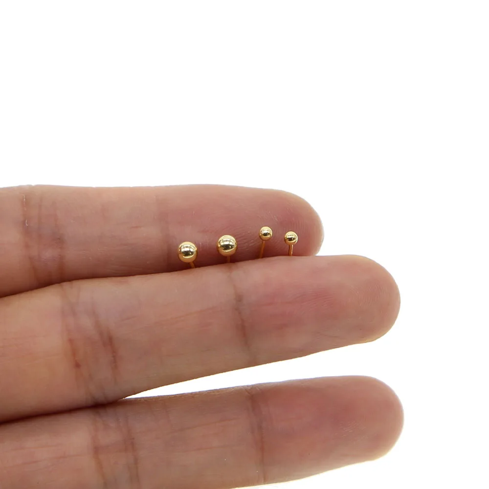Классические простые ювелирные изделия 2 мм 3 маленькие гладкие круглые золотые