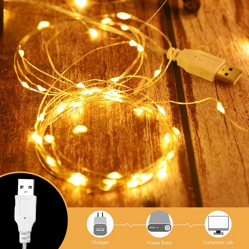 8 Colors LED Outdoor Light String Fairy Garland Battery Power Copper Wire Lights For Christmas Festoon Party Wedding | Дом и сад