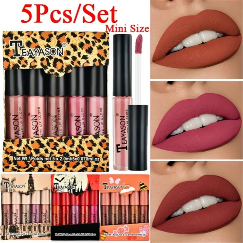 

5Pcs/Set Waterproof Lipstick Sexy Vampire Lip Stick Matte Velvet Lipsticks Lips Makeup Cosmetics Labiales Matte Larga Duracion