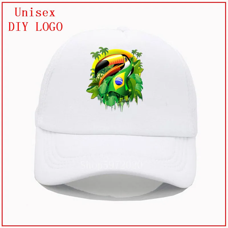 Toco Toucan with Brazil Flag Brazilian on Green Brtight Tropical Jungle men hats baseball women cap chapeau homme | Аксессуары для