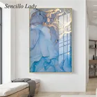 Современное искусство, холст, золотисто-голубая текстура, абстрактный плакат, креативная Настенная картина, Современное украшение для гостиной