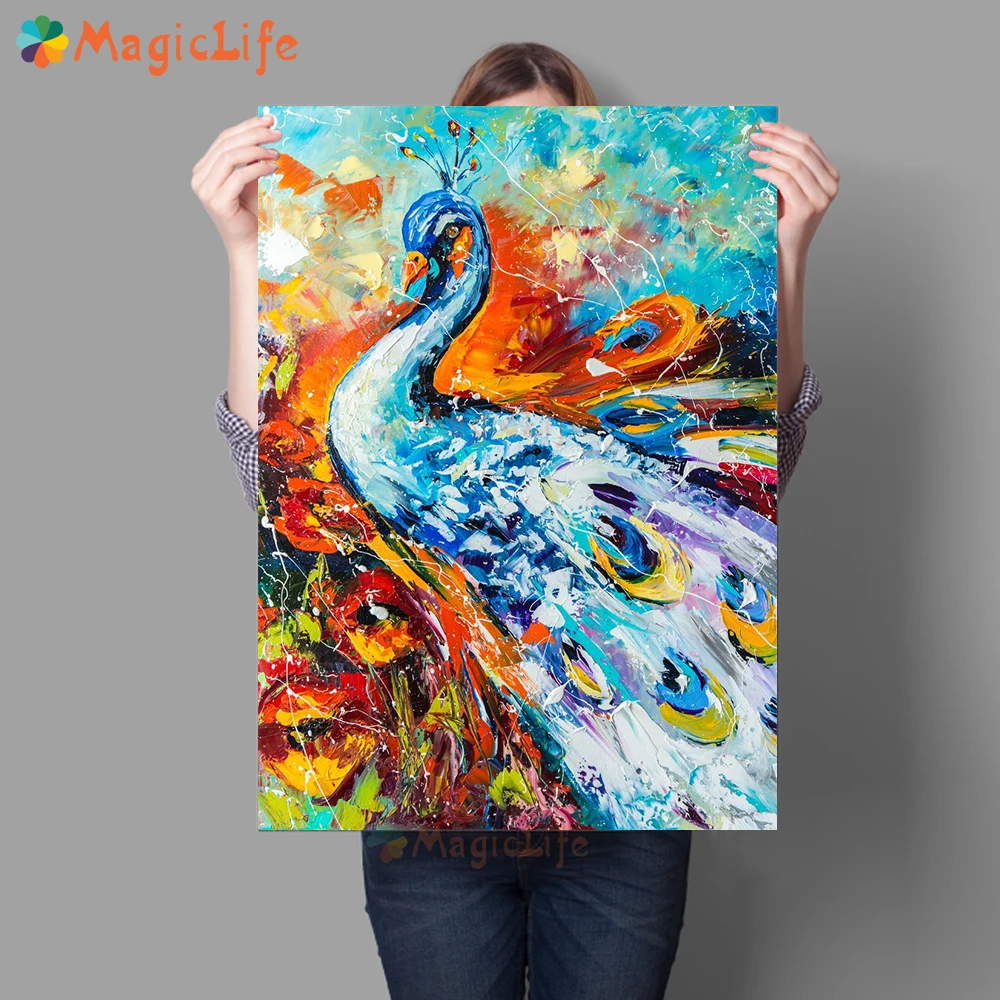 

Colorful Printed Peacock Nordic Poster Animals Wall Pictures For Living Room Wall Art Canvas Painting Home Decor Unframed