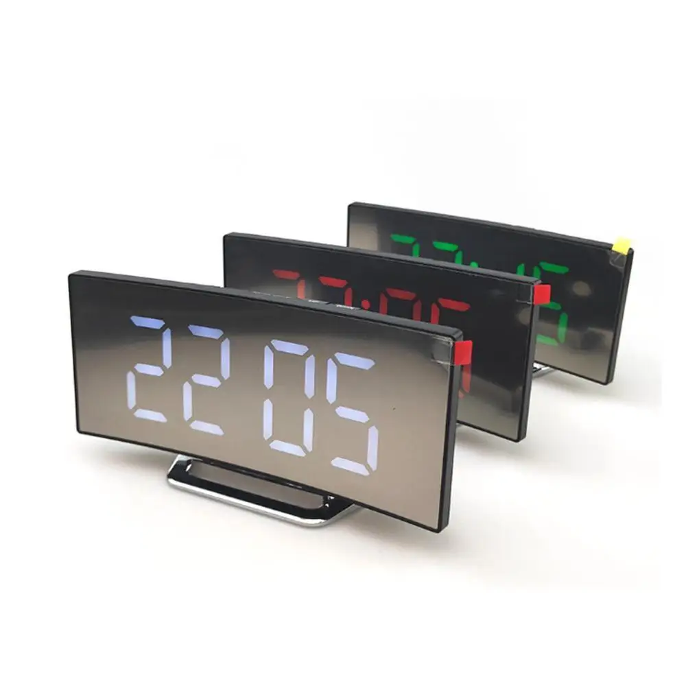 

Digital Mirror Clock LED Alarm Clock Night Lights Battery Use Temperature Snooze Function Desk Clocks Table Clock Home Decor