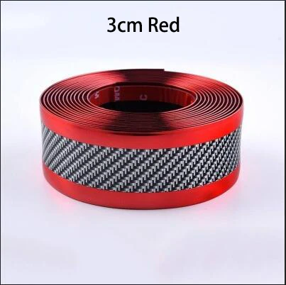3cm Red Защитная накладка для двери автомобиля, защитная накладка для бампера, автомобильная наклейка из углеродного волокна, пленка для защиты от столкновений, защита для порога, Стайлинг автомобиля - Цвет: 3cm Red