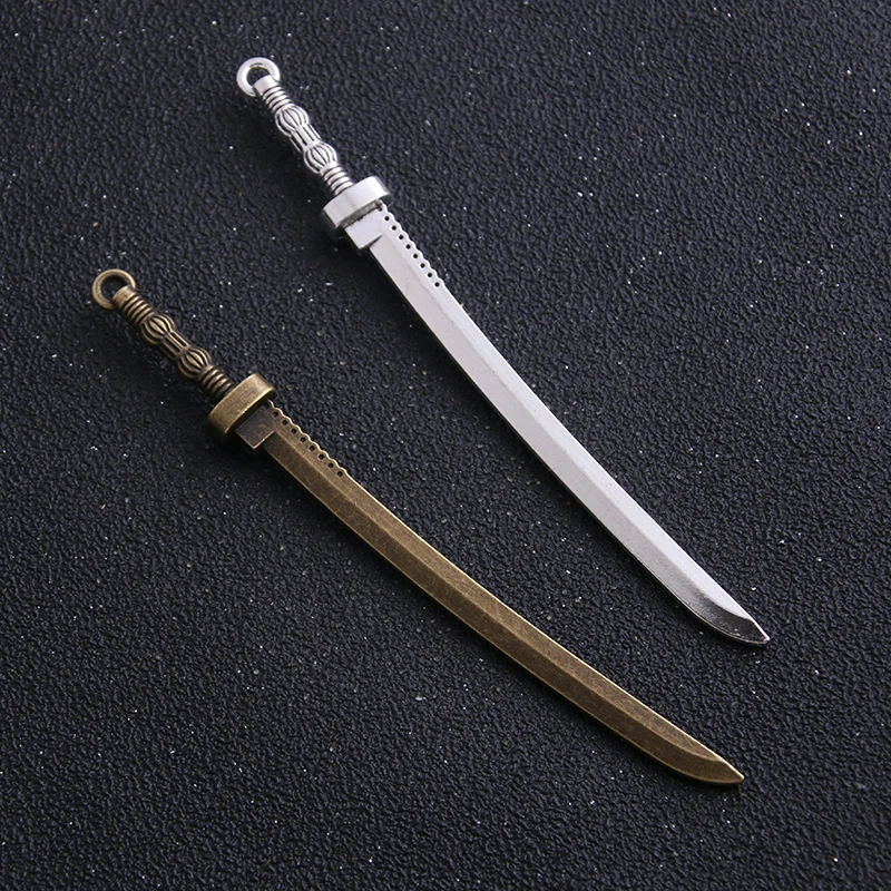 

2pcs 10*107mm Alloy Two color Free Shipping Heavy Long Sword Knife Charms Pendant DIY Metal Jewelry Wholesale