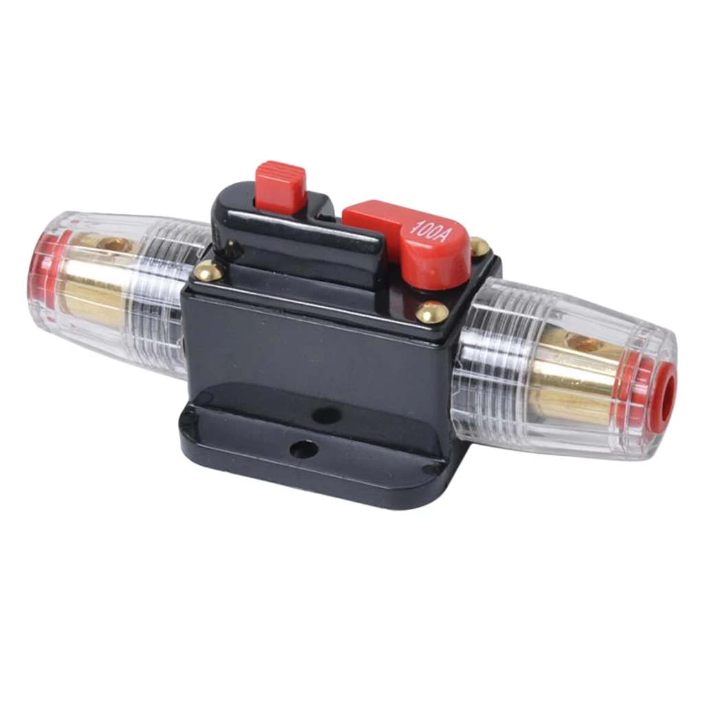 

Автоматический выключатель цепи постоянного тока, Встроенный держатель предохранителя, ручной сброс, 100 А, 12-24 В