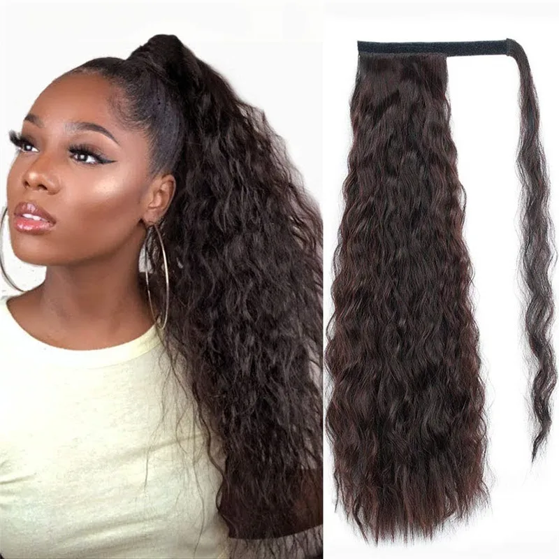 Синтетические кукурузные волнистые длинные вьющиеся волосы конский хвост Kong & Li