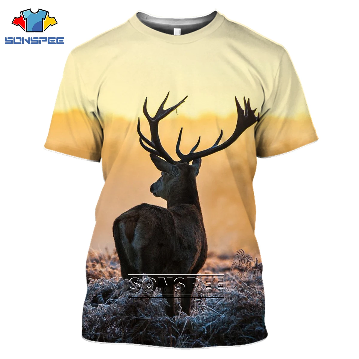 

SONSPEE Summer Elk Deer Head Animal Jungle Hunting Men Women 3D Print T-shirt Harajuku Oversize Casual Short Sleeve O-Neck Top