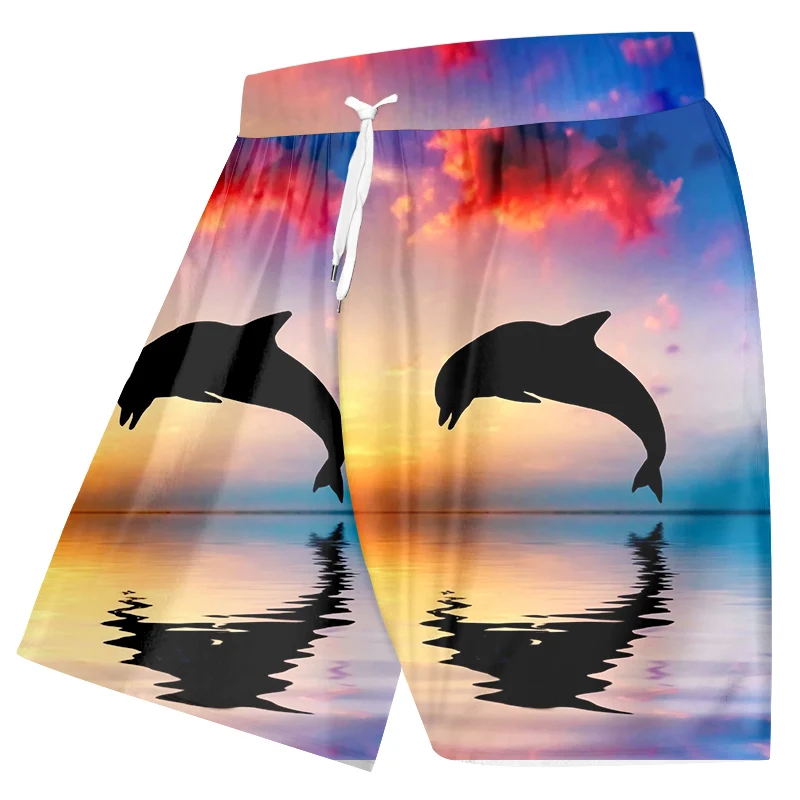 Короткие брюки мужские с 3D-принтом дельфина Повседневные Удобные спортивные