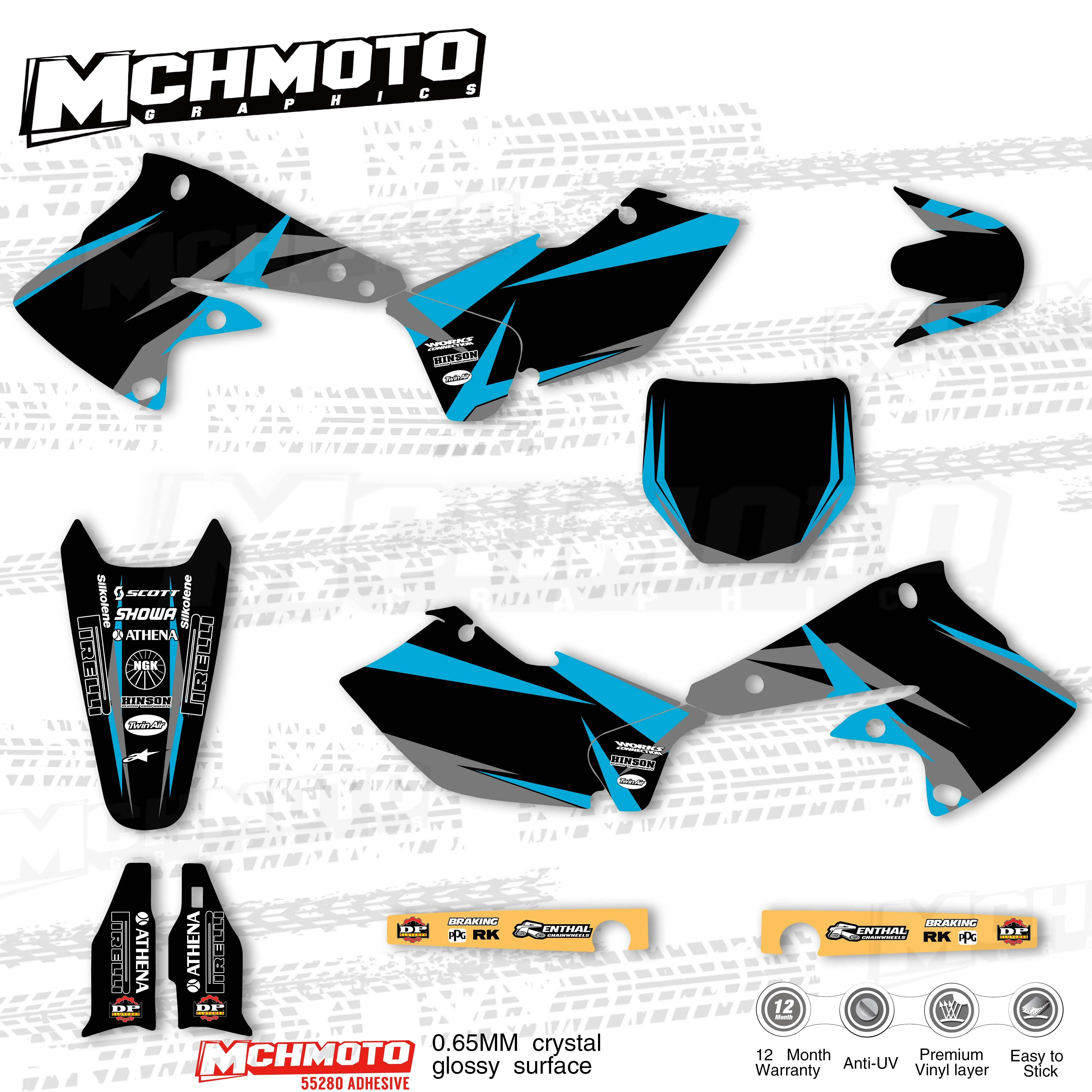 MCHMFG графика и фон наклейка комплект для Kawasaki KXF250 2004 2005|Наклейки стикеры| |