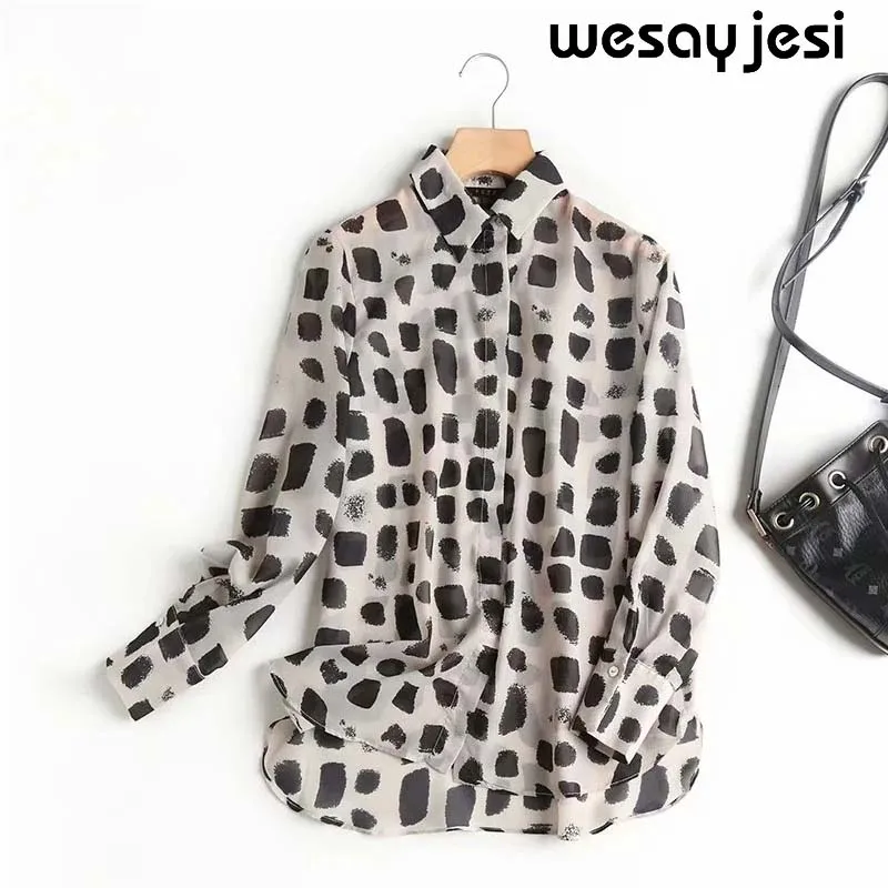 2020 za в английском стиле Офисные женские туфли горошек элегантные шелковая блузка