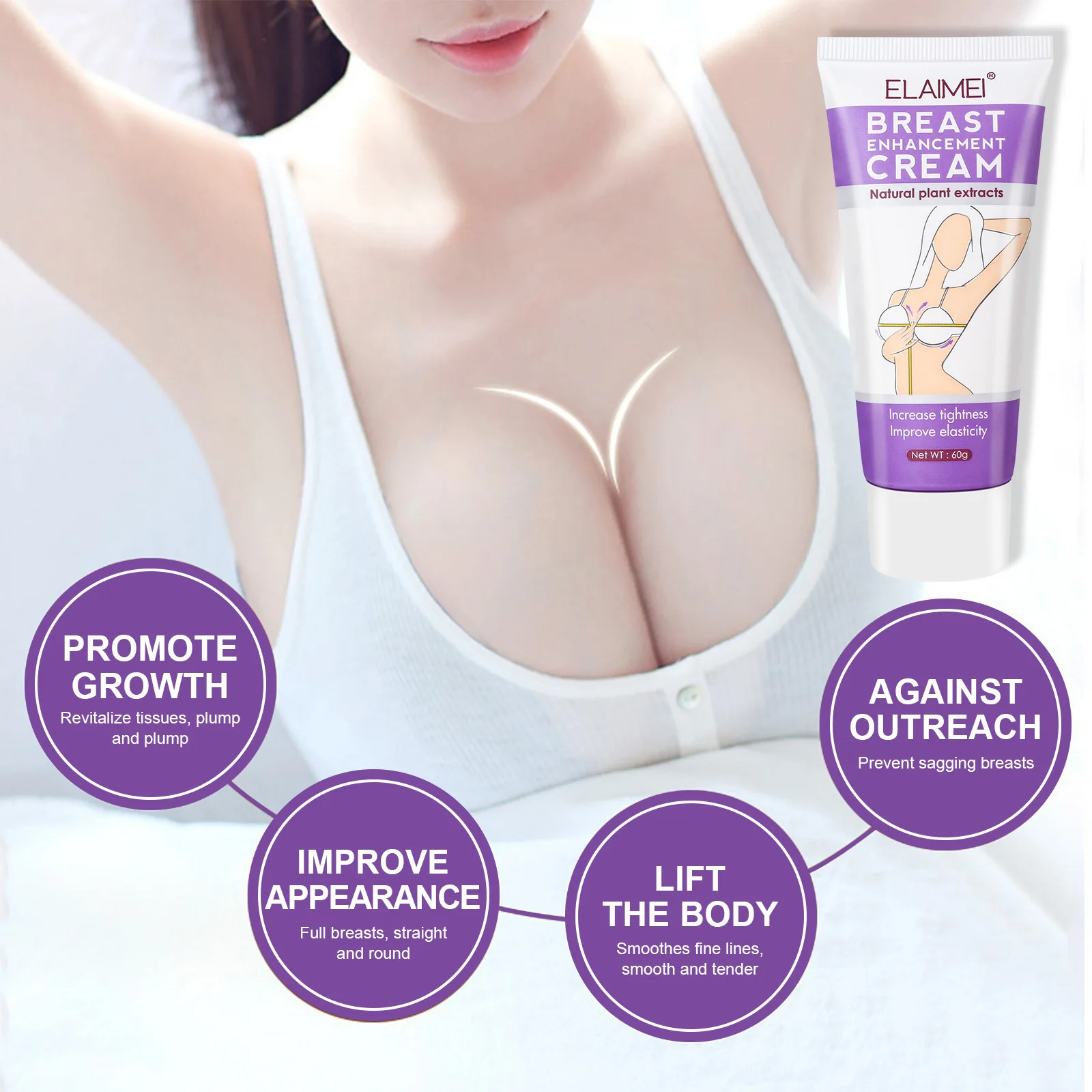 

New Breast Enhancement Cream, Postpartum Flat, Sagging, Loose, Firm and Enlarge Breast Care Cream 60ml