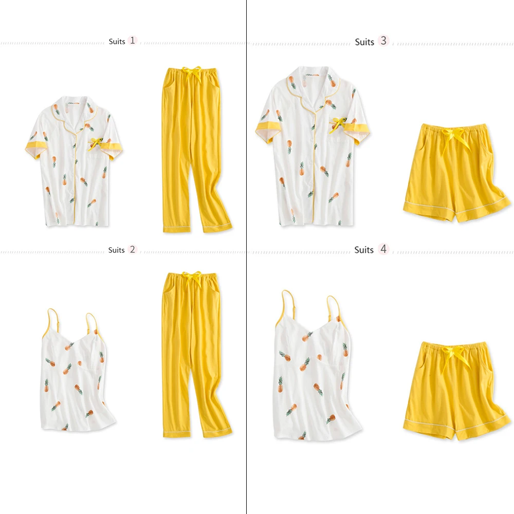 7 шт. женские пижамные комплекты свободная желтая Домашняя одежда здоровье