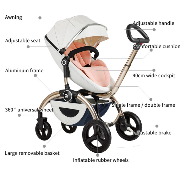 Kuudy портативная складная коляска для новорожденных 3 в 1 с бесплатной доставкой