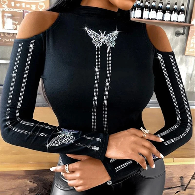 Новые Женские однотонные Цвет с открытыми плечами футболка тонкие рубашки