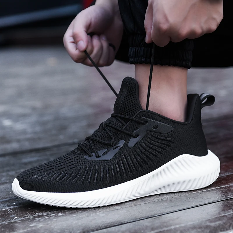 

Shoes Trainers Work Sneakers Comfort Men Casual Shoes Fashion Man 2020 Light Breathable Solid White Knitting