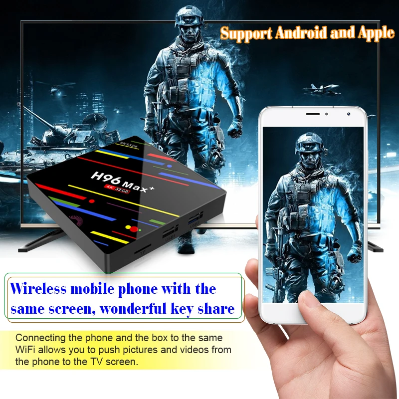OTT Tv Box H96 Max Plus Android 8 1 RK3328 4K HD Smart Media Player 4G 64G четырехъядерный ТВ приставка Android|movie