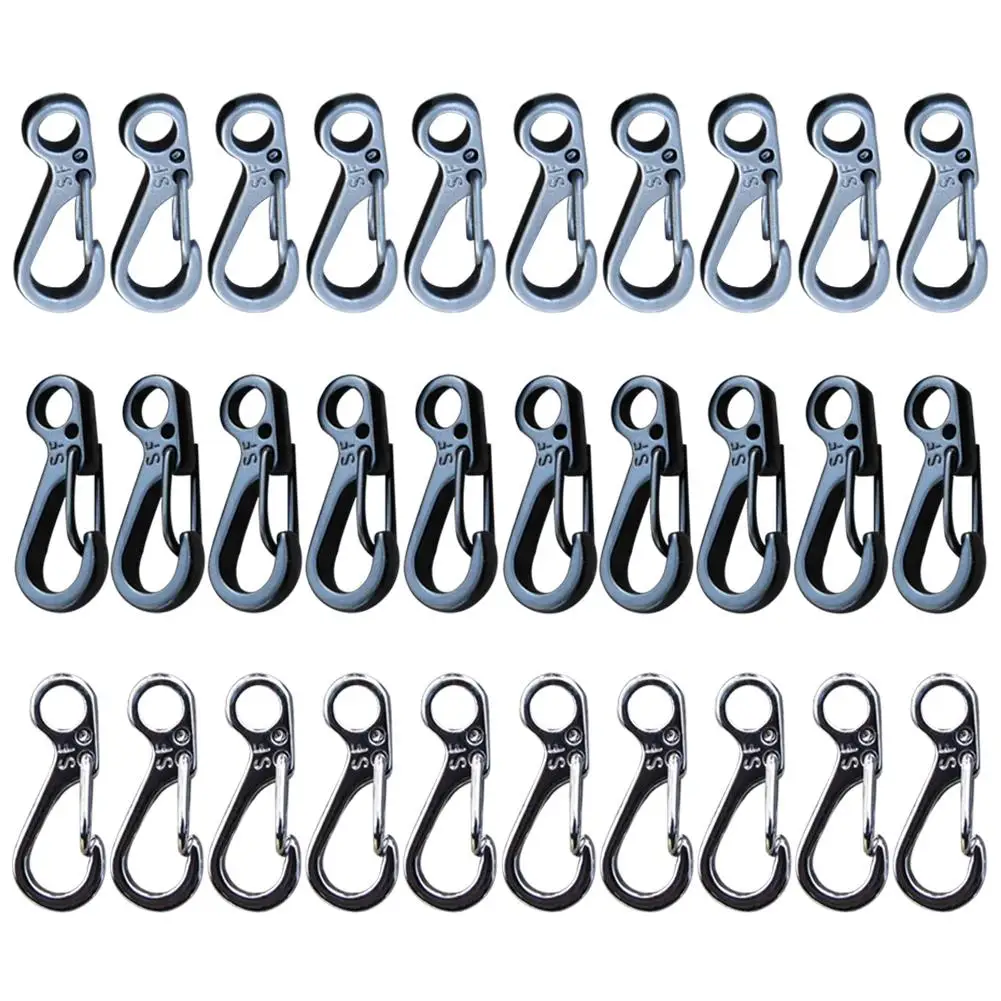 10Pcs Mini Carabiner Clips Tiny Alloy Spring Snap Hook Keychain Clasps EDC Small Hanging Buckle for Backpack Camping Bottle | Спорт и