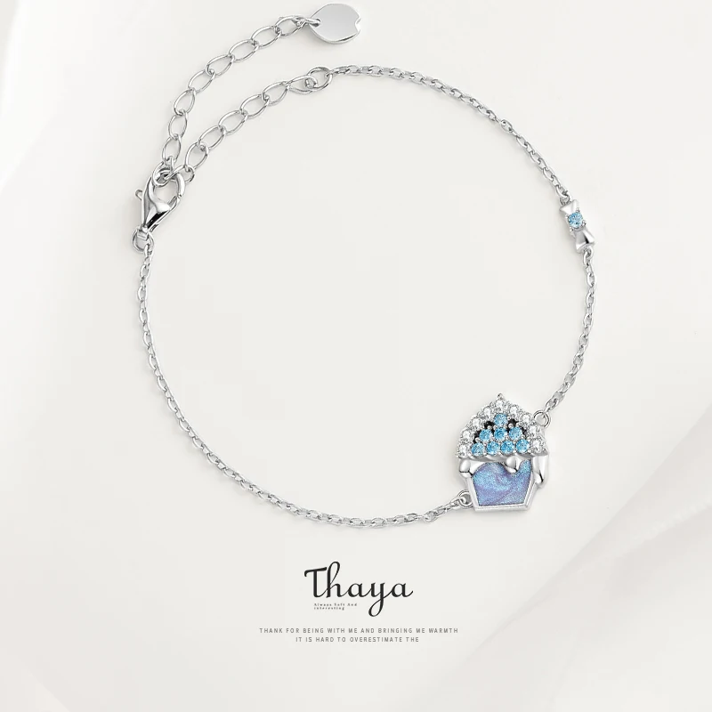 Thaya S925 Серебряный браслет для сладкого торта с кристаллами циркония Модный шарм